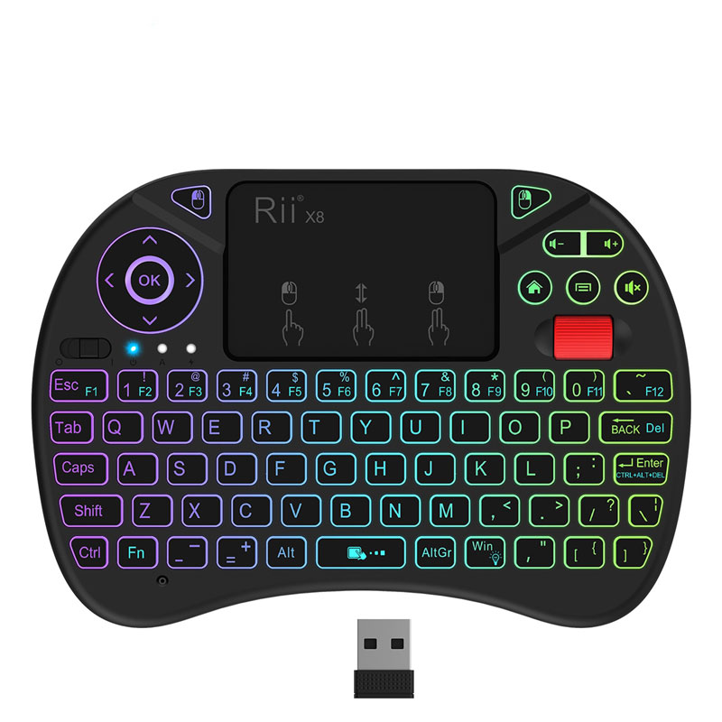 Rii mini X8+ 无线迷你键盘 彩色背光 掌上键盘 键鼠一体 输入神
