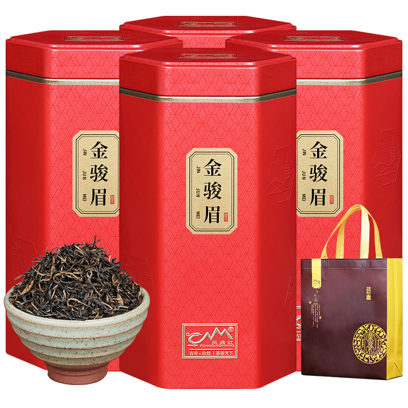 金骏眉红茶茶叶散装浓香型新茶金俊眉罐装共500g凤鼎红礼盒装