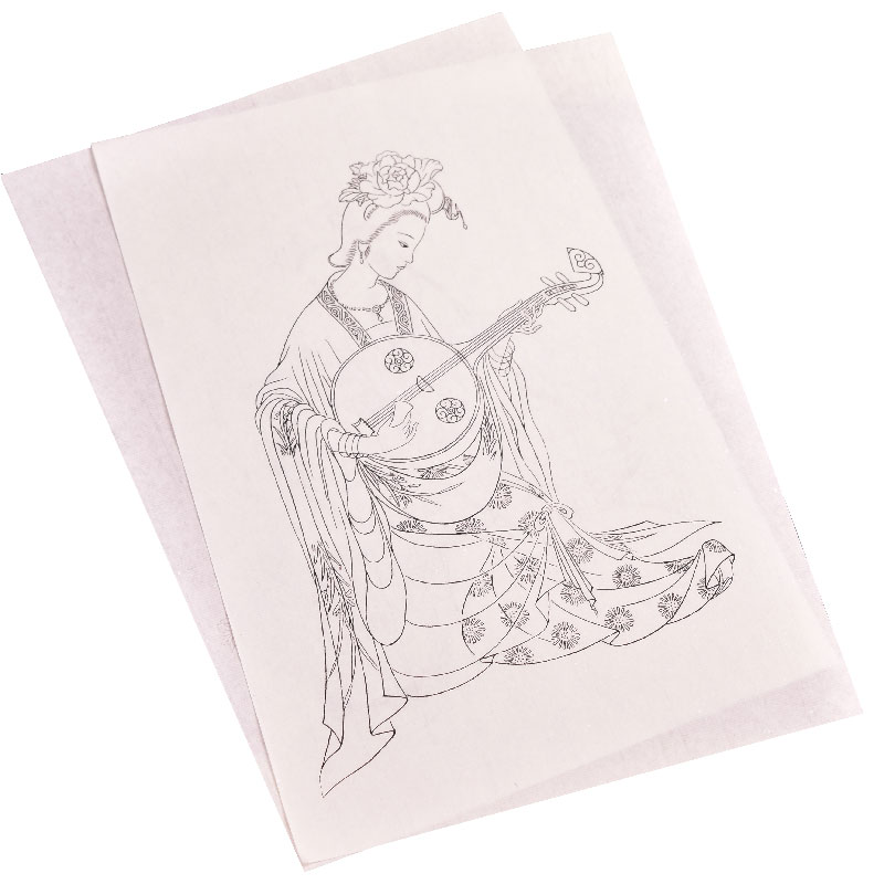 工笔画白描底稿临摹古典人物仕女画稿初学者入门国画勾线教程熟宣