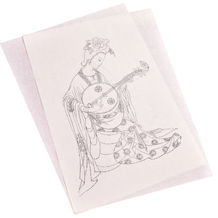 工笔画白描底稿临摹古典人物仕女画稿初学者入门国画勾线教程熟宣
