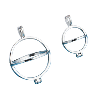 S925纯银吊坠空托 无孔圆珠珍珠银托转珠 蜜蜡琥珀圆珠吊坠托空托