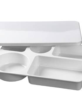 密胺带盖学校食堂商用分格餐盘