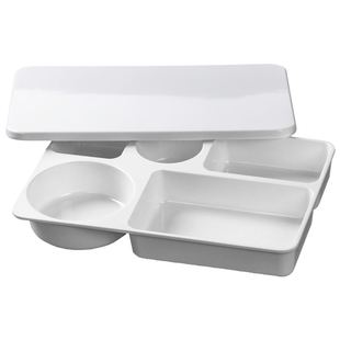 密胺餐盘带盖月子餐四格餐盒学校食堂分格盘分隔快餐盘养老院商用