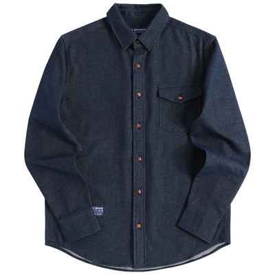 蓝色春秋款复古潮流帅气外穿衬衫