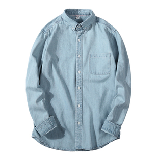 AF＆LF春季牛仔长袖衬衫男秋修身外套牛仔衬衣潮男上衣单安家同款