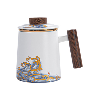 陶瓷简约茶杯茶水分离泡茶大容量过滤茶汤办公杯马克杯子定制礼盒