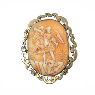 Cameo西洋中古浮雕古董首饰 vintage欧美卡梅奥贝雕胸针 800银底