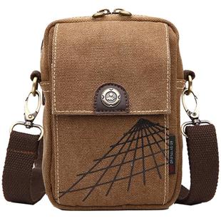 澳利手机腰包男穿皮带竖款6寸多功能帆布放手机的小包弹弓斜挎包