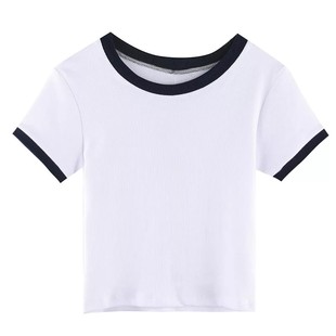 韩版漏肚脐短袖T恤女紧身高腰短款显瘦衣服牛油果抹茶绿色上衣夏