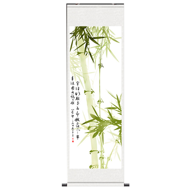 事业高升风水挂画办公室装饰壁画条幅竹子翠竹节节高丝绸卷轴国画