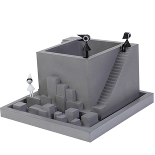 微景观花盆桌景混凝土水泥多肉台阶花器创意简约摆件纪念碑谷周边