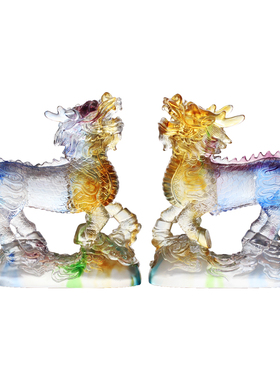 古法琉璃招财居家开业麒麟摆件