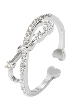 日韩风微镶锆石欧美法式开口戒指