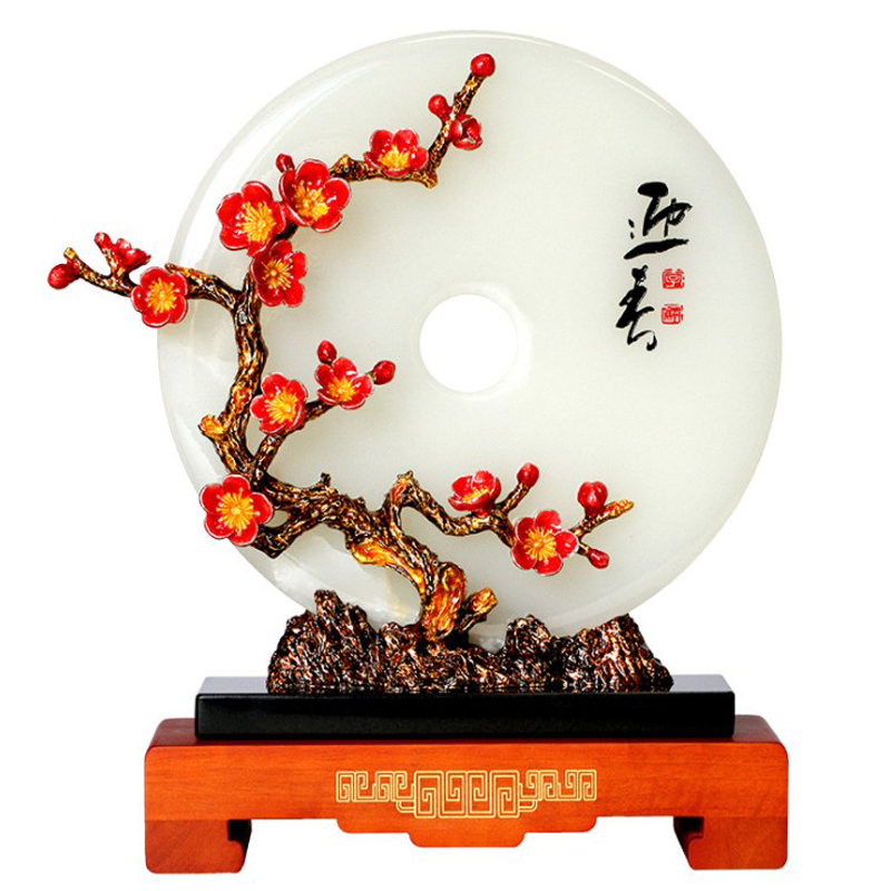 工艺退休纪念品珐琅彩玉石平安扣