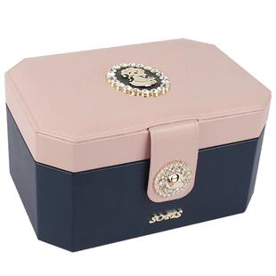 Sofis首饰盒收纳盒戒指项链耳钉盒双层皮质简约大公主黄金珠宝