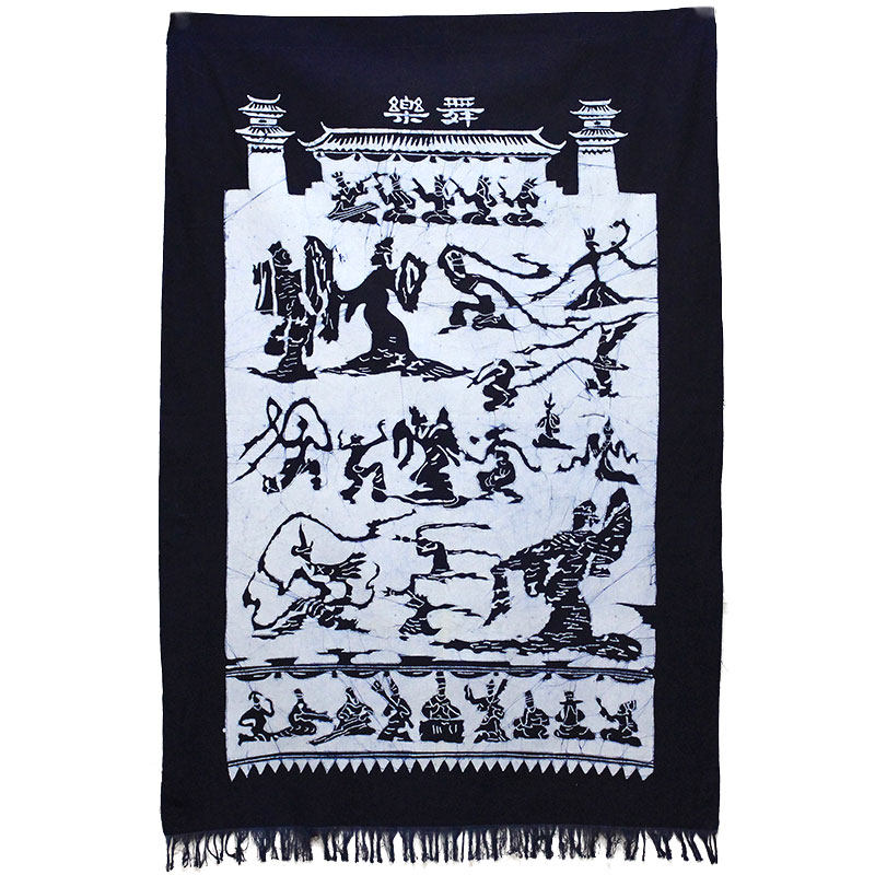 蜡染画古音乐歌舞图手工艺布艺画