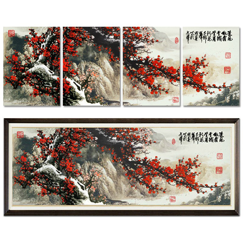 DMC十字绣新款客厅大画正品中国风精准印布梅花 铮铮傲骨