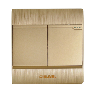 奇胜开关插座面板 二开单控 二位开关 2位单联开关86型香槟金拉丝
