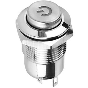 12mm金属按钮开关电源带灯符号自锁式小型防水圆形微型5v 12V 24V