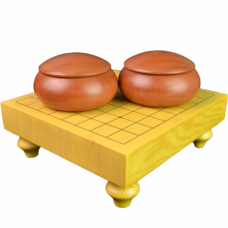 新榧木微型棋墩棋罐套装9路棋盘