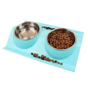 狗盆猫碗狗碗宠物狗狗用品食盆猫咪不锈钢双碗猫盆猫粮碗饭盆可爱