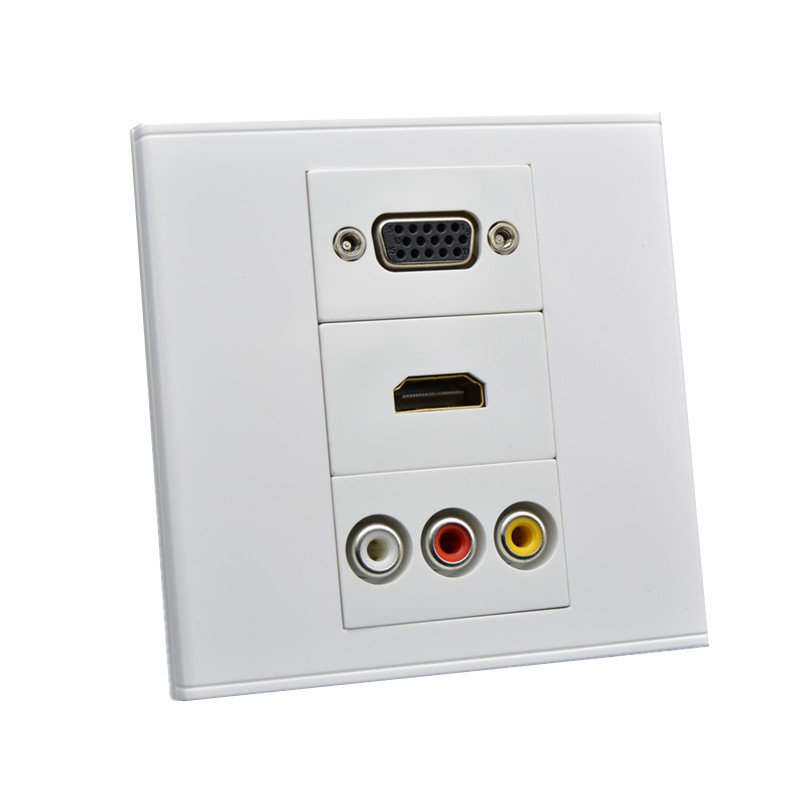 86型多媒体AV面板 红黄白音频直插+HDMI高清+VGA直插开关面板插座