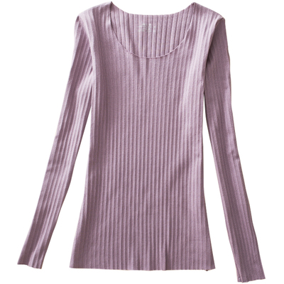 无痕春秋薄棉毛衫低领百搭黑肉色