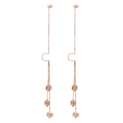 流苏耳环长耳线女2019新款韩国气质个性简约百搭枫叶吊坠钛钢耳钉