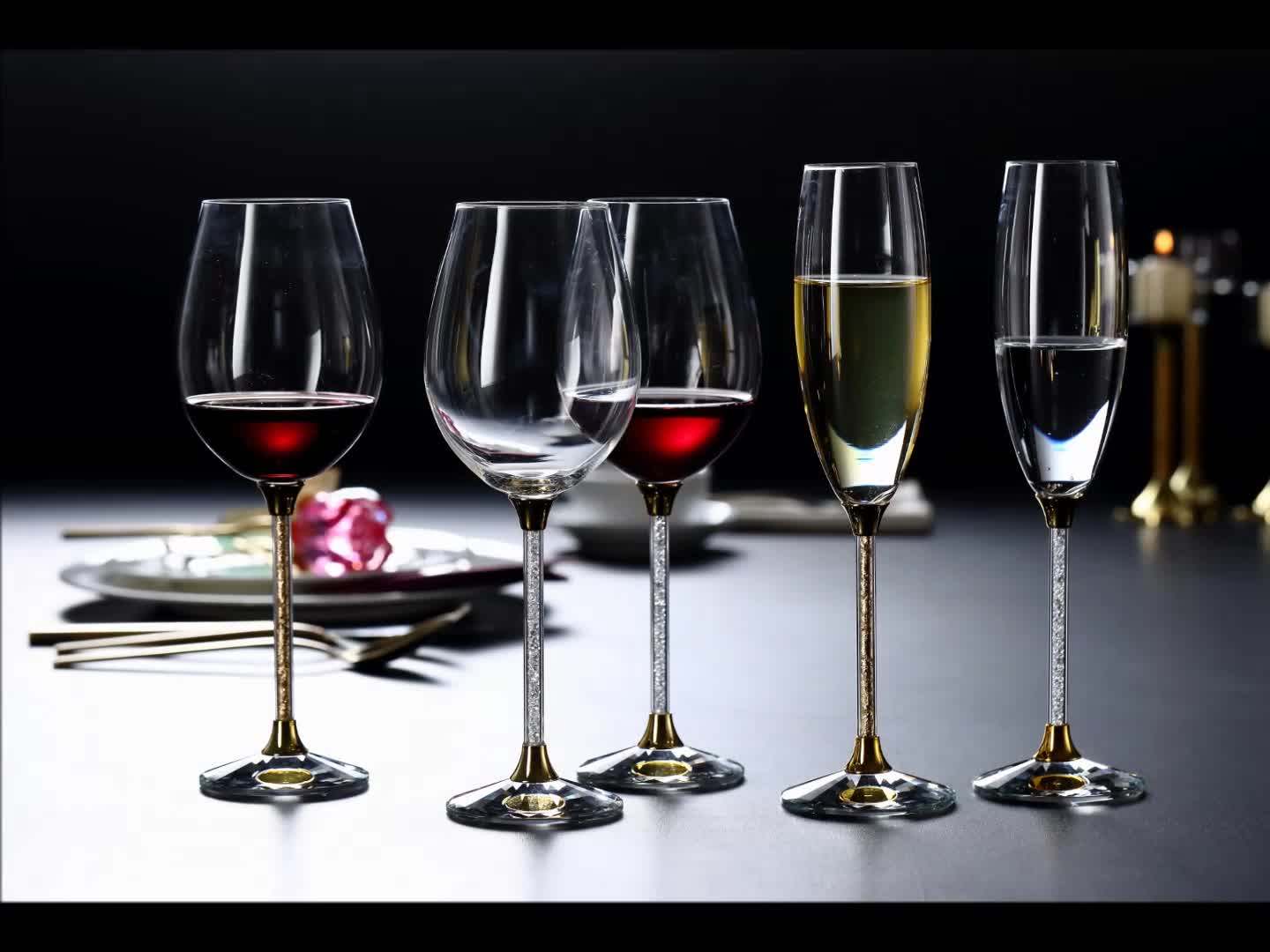 Set Of 2 Golden Tulip Shaped Party Drinking Glass Colored Stemware