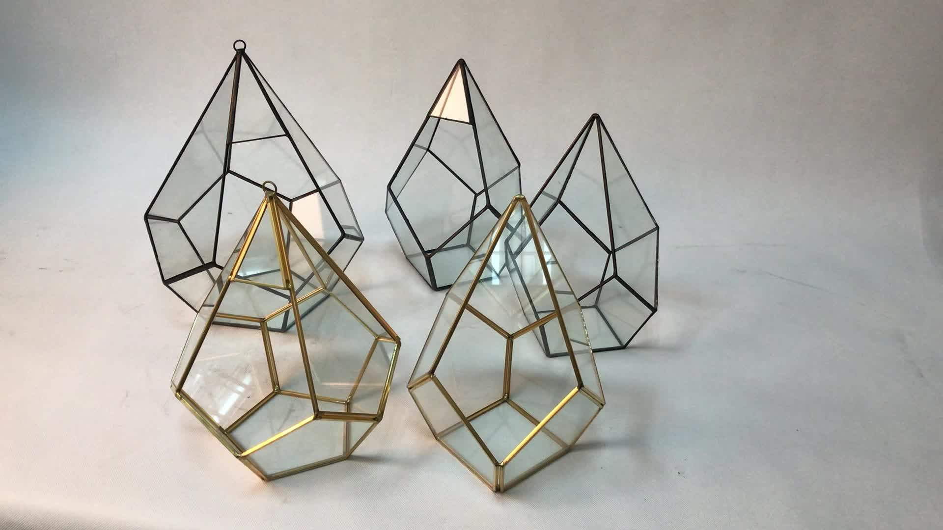 Black Silver Gold Polyhedron Prism Glass Geometric Terrarium Wholesale For Succulent Air Plant Black Silver Gold Polyhedron Prism Glass Geometric Terrarium Wholesale For Succulent Air Plant
