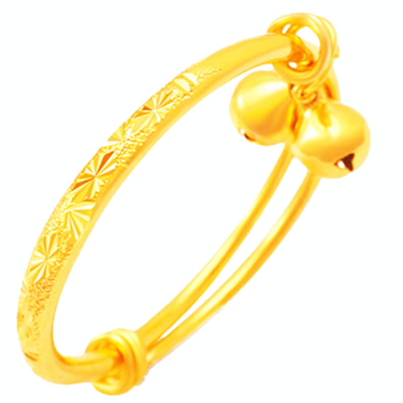 经典仿金镀金手镯宝宝拍摄道具手镯送礼儿童铃铛镯子沙金小孩礼物