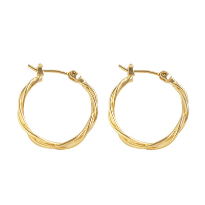 原创925银镀14k金欧美女耳环耳圈