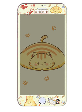 苹果卡通原创iphonexs橘猫钢化膜