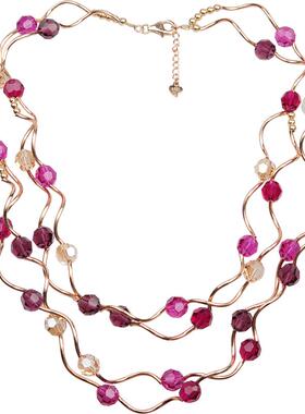 晶柜925银水晶项链女日韩版多层