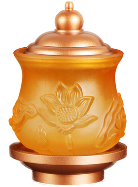 圣水杯观音菩萨净水杯供奉合金贡具供水杯琉璃七彩杯财神杯莲花杯