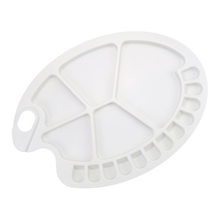 明华大号椭圆调色板水粉丙烯颜料调色盘美术三线板方形透明塑料盘