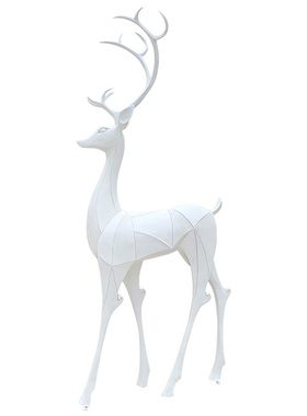 玻璃钢几何风公园林白鹿婚庆雕塑