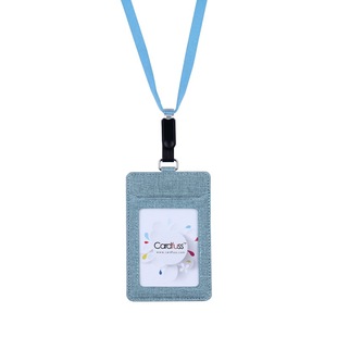 卡仕达布纹布艺工牌卡套员工职务牌工作证挂牌证件卡工卡牌识别卡胸牌卡套带中空棉绳挂绳定制LOGO可压凹烫金