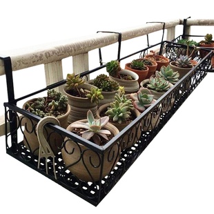 加宽包邮欧式阳台栏杆花架悬挂式多肉绿萝花架壁挂铁艺多层花盆架