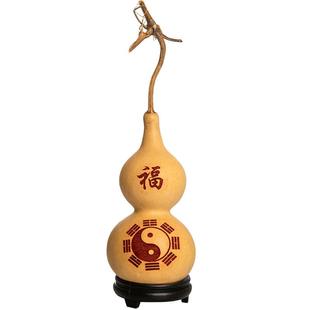 客厅阳台葫芦挂件摆件八卦木塞开口空心雕刻龙头真葫芦中国结小号
