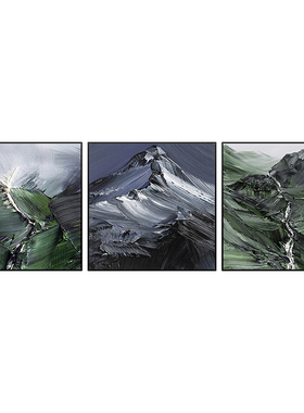 高山灰绿色客厅卧室纯手绘油画