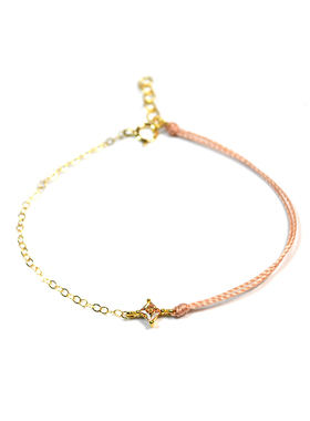 THISNESS菱形香槟色半绳幸运手链