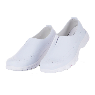 雷阵雨秋季新款韩版护士鞋平底单鞋女鞋超舒适真皮鞋垫透气小白鞋