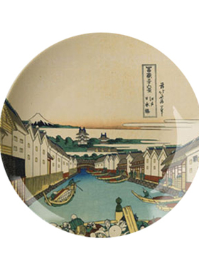 8英寸富岳三十六景葛饰北斋日式装饰盘挂盘摆盘陶瓷盘装饰盘子墙