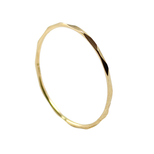 韩国K金尾戒细三角切面刻面关节戒纯金素圈彩金指环14K金戒指女闪