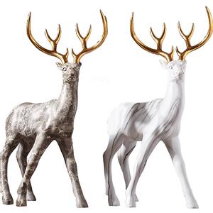 北欧大理石纹树脂麋鹿 家居客厅装饰品摆件店铺样板间动物摆设