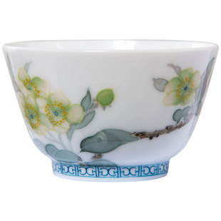 千红窑手工品茗杯陶瓷功夫茶具主人杯个人杯女单杯高端手绘茶碗