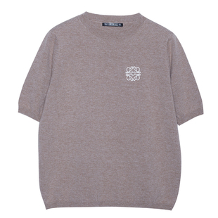 横行道圆领半袖中袖毛衣女内搭大码宽松五分袖上衣针织衫打底衫