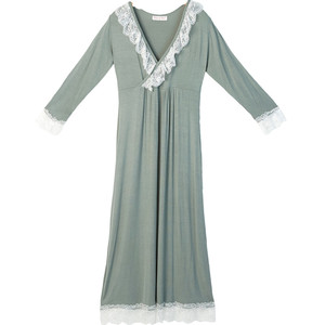 莫代尔蕾丝花边v领公主风家居服
