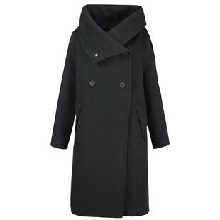 邢氏女装 春秋墨绿色大码毛呢外套女士中长款连帽羊毛呢子大衣女